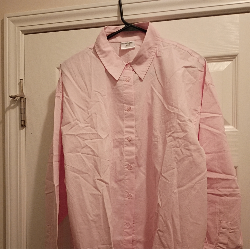 New Ladies 32 Degrees Casual Pink Button Down Top (L)
